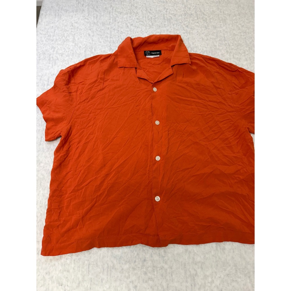 Original Use Mens Burnt Orange Dust Bowl Rodeo Graphic Camp Shirt Large  NWOT